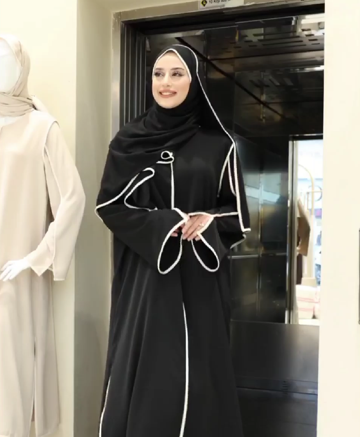 Ensemble Tunique Longue et Pantalon Palazzo Liseré Blanc