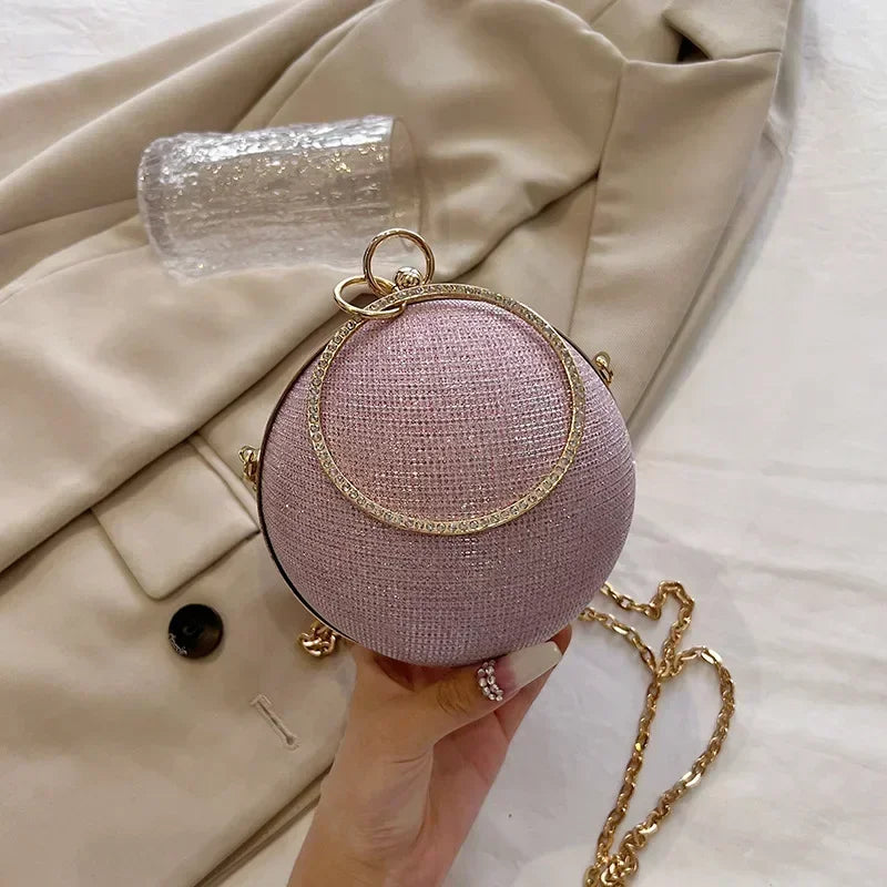 Portable Evening Bags Circular Ring Metal Sliver Round Ball Handbags for Lipstick Elegant Luxury Clutch Purse Wedding Wallets