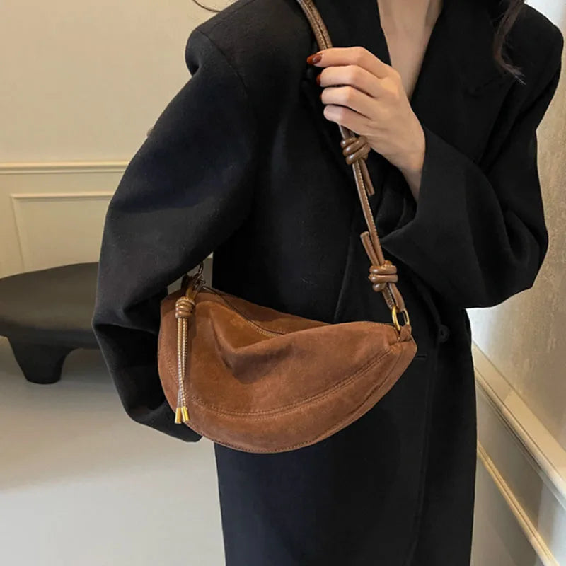Sac Bandoulière en Suédine Synthétique Tendance pour Femme