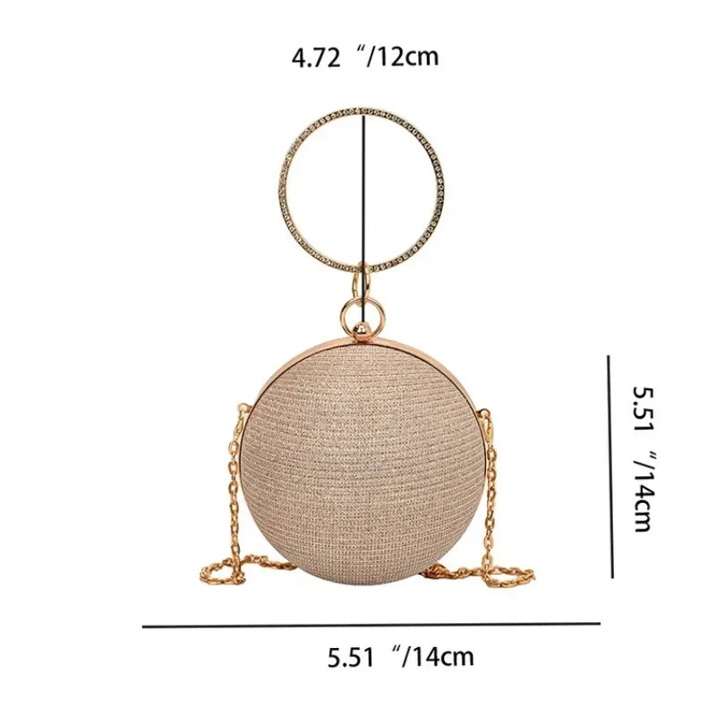 Portable Evening Bags Circular Ring Metal Sliver Round Ball Handbags for Lipstick Elegant Luxury Clutch Purse Wedding Wallets