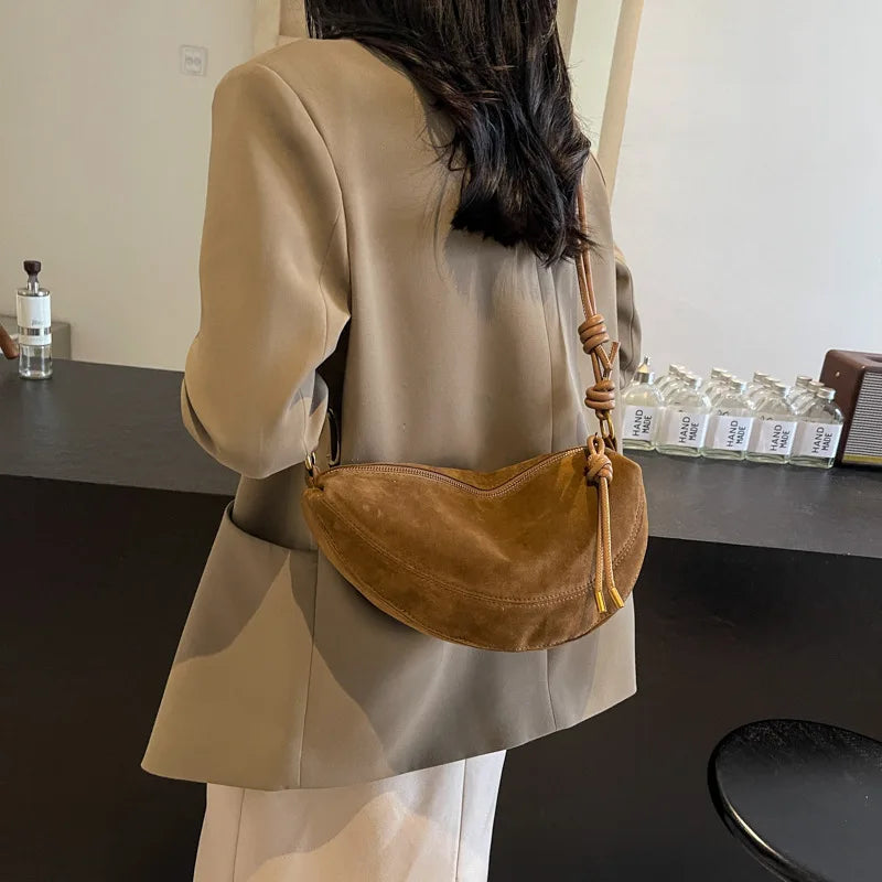 Sac Bandoulière en Suédine Synthétique Tendance pour Femme