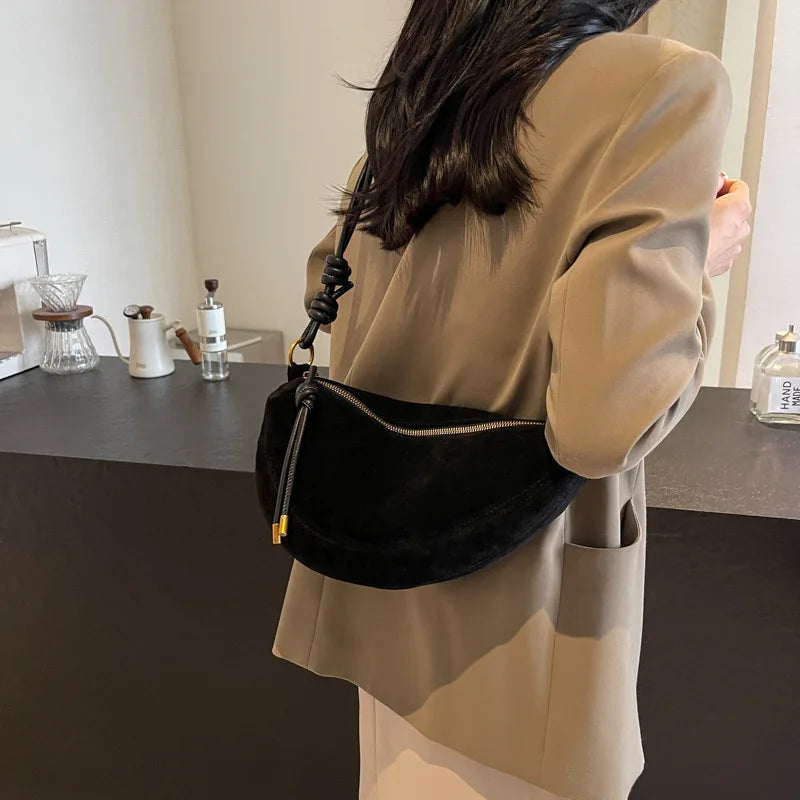 Sac Bandoulière en Suédine Synthétique Tendance pour Femme